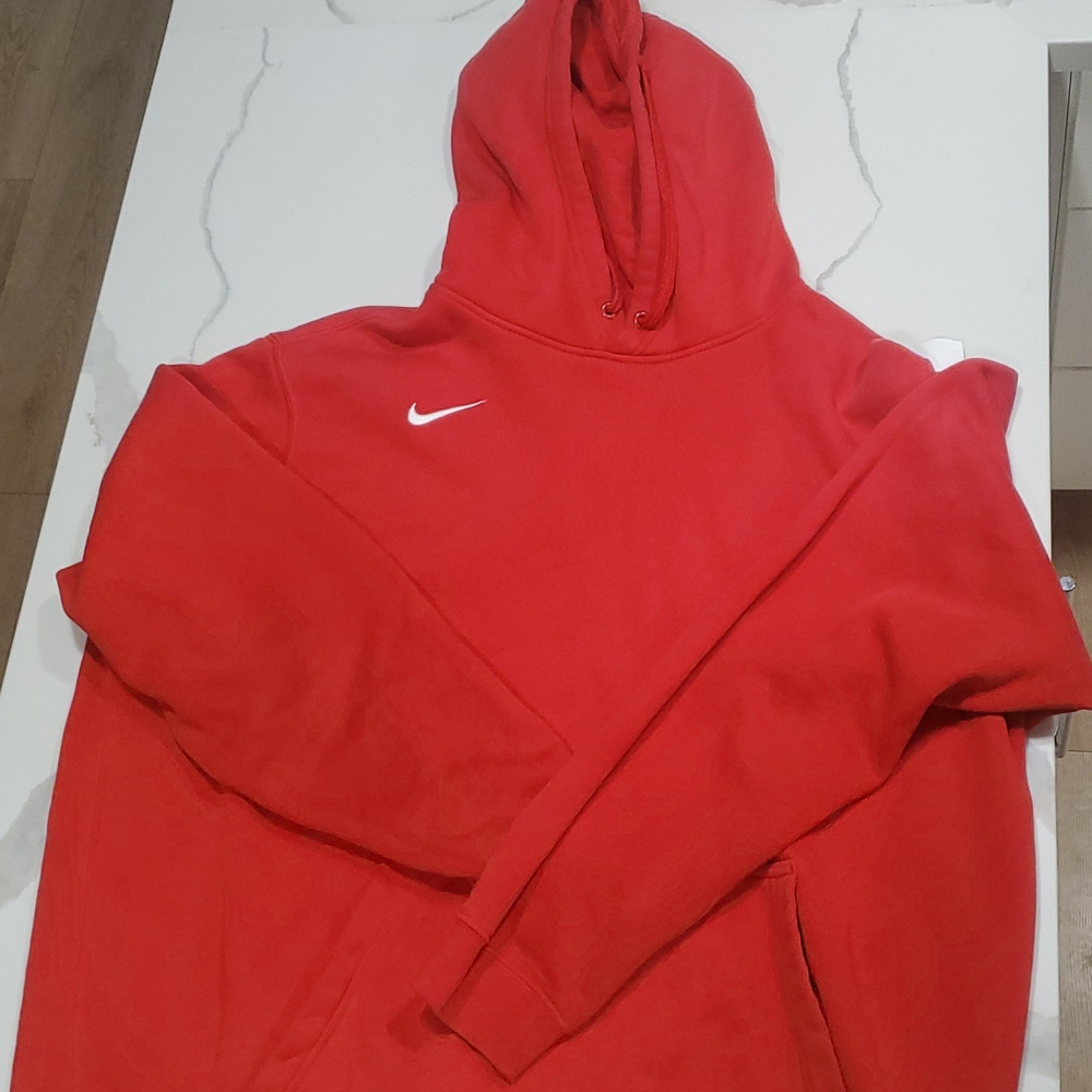 Nike Red Solid Pullover Hoodie Fleece Logo Mens XL 835585-657
